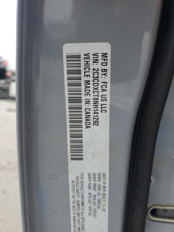 2022 DODGE CHARGER R/T VIN:2C3CDXCT8NH141292