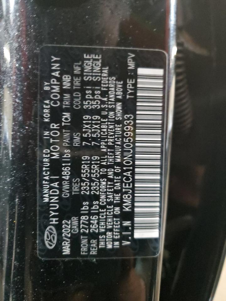 2022 HYUNDAI TUCSON LIMITED VIN:KM8JECA10NU059933