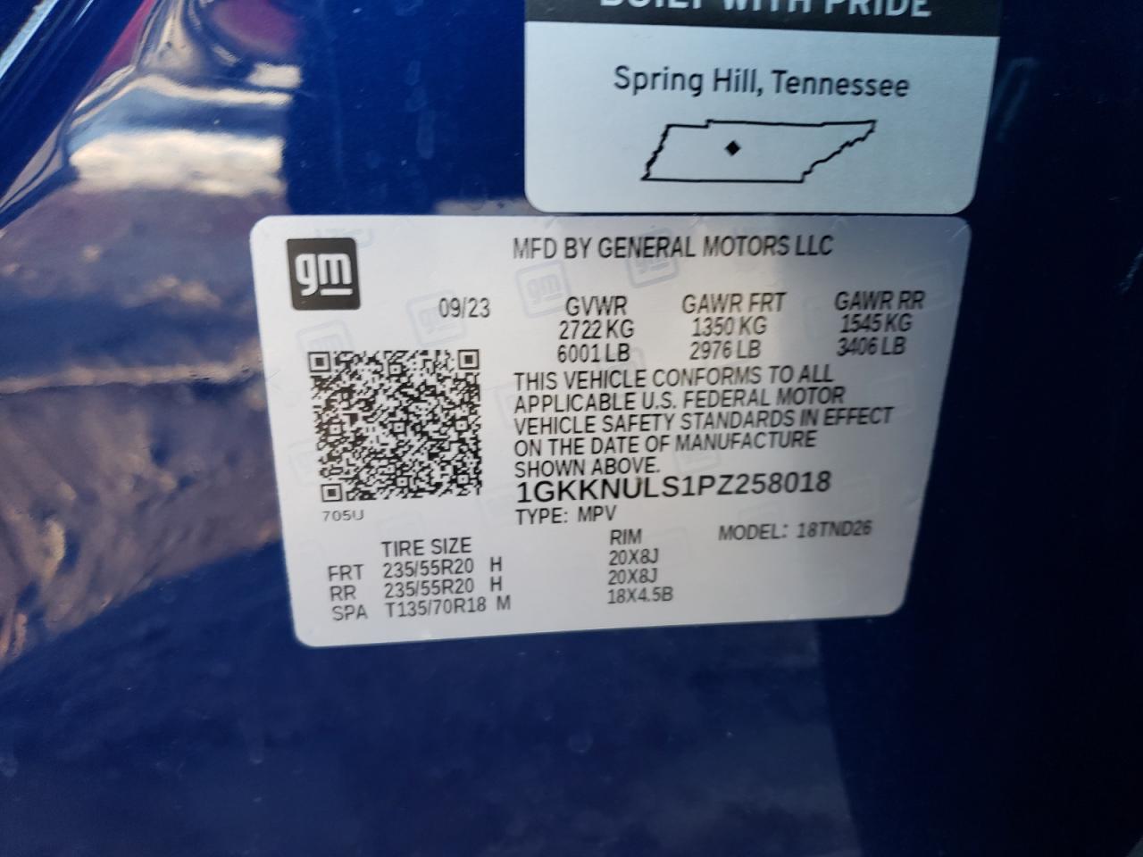2023 GMC ACADIA SLT VIN:KNDJT2A6XD7521718