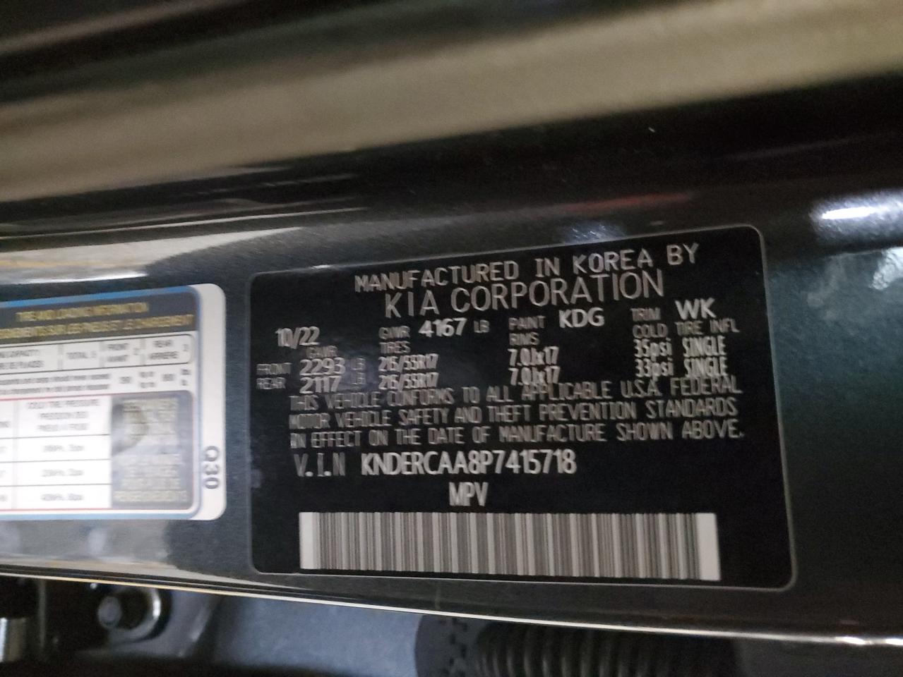 2023 KIA SELTOS EX VIN:KNDERCAA8P7415718