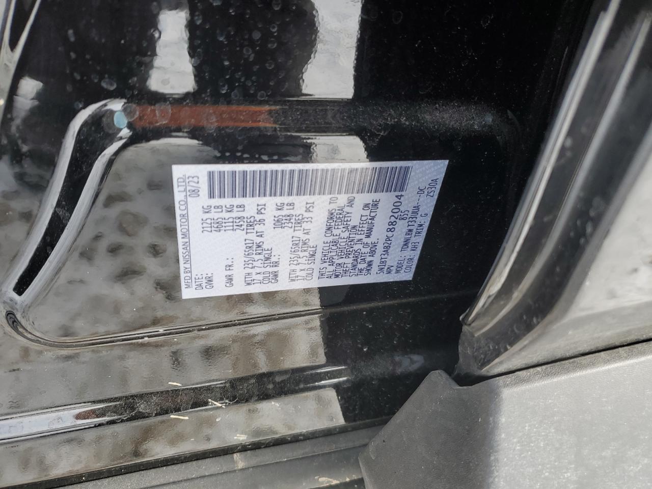 2023 NISSAN ROGUE S VIN:5N1BT3AB2PC882004
