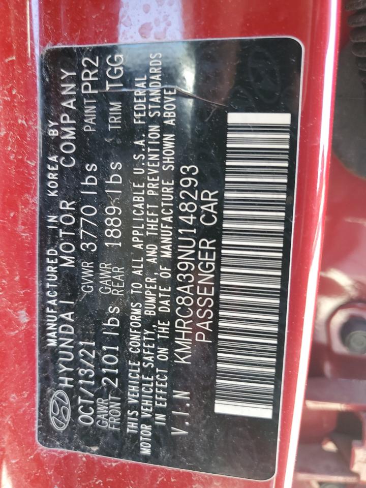 2022 HYUNDAI VENUE SEL VIN:KMHRC8A39NU148293