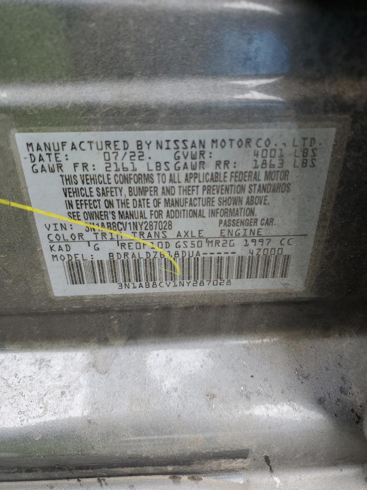 2022 NISSAN SENTRA SV VIN:3N1AB8CV1NY287028