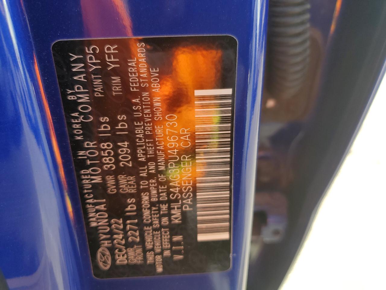 2023 HYUNDAI ELANTRA SEL VIN:KMHLS4AG3PU496730