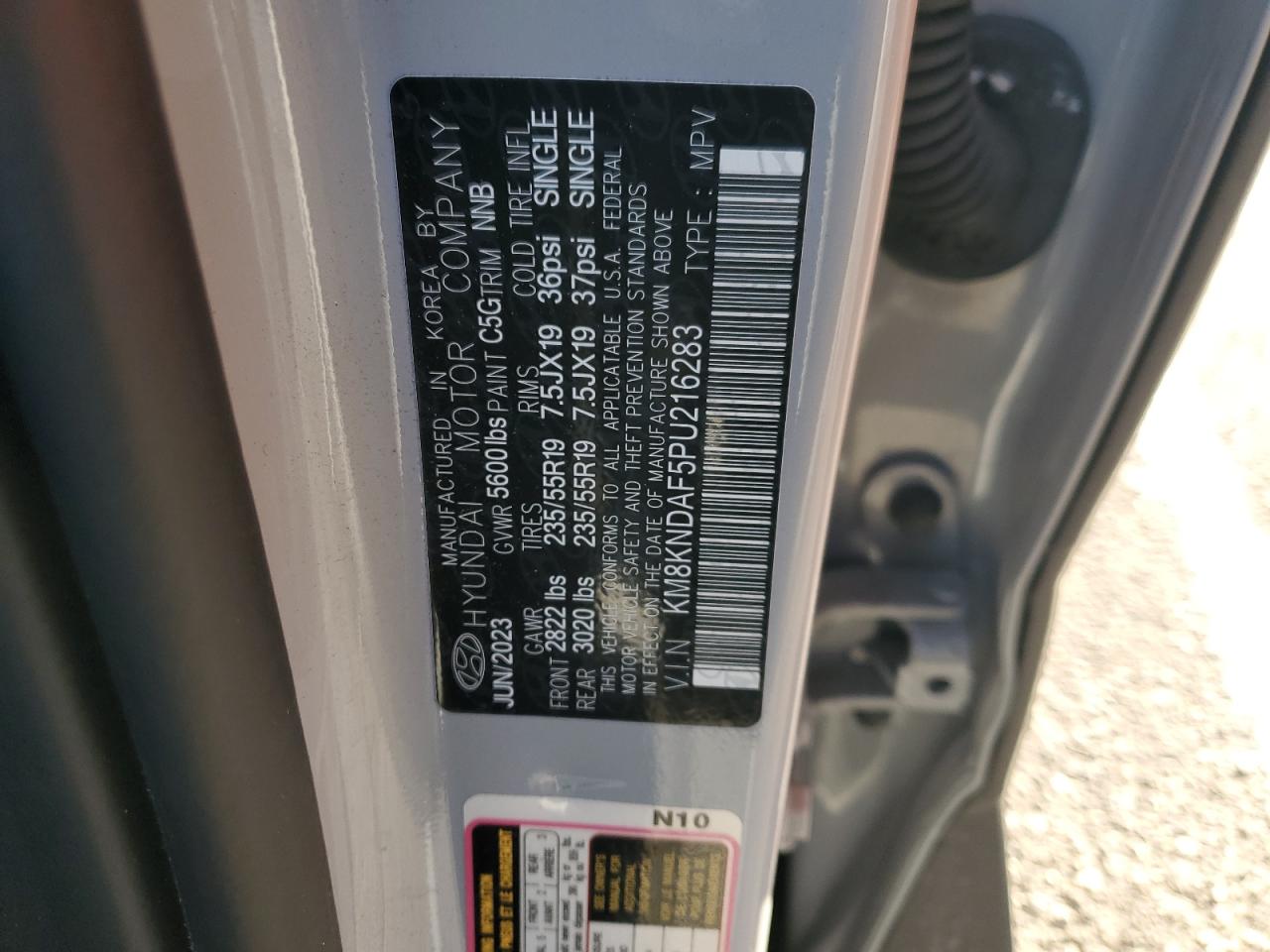 2023 HYUNDAI IONIQ 5 SEL VIN:KM8KNDAF5PU216283