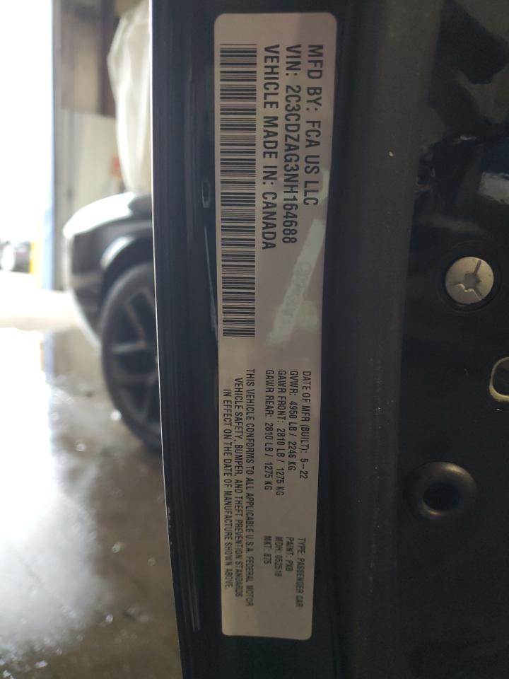 2022 DODGE CHALLENGER SXT VIN:2C3CDZAG3NH164688