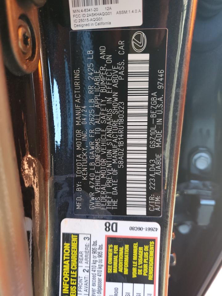 2024 LEXUS ES 350 BASE VIN:58ADZ1B14RU180323