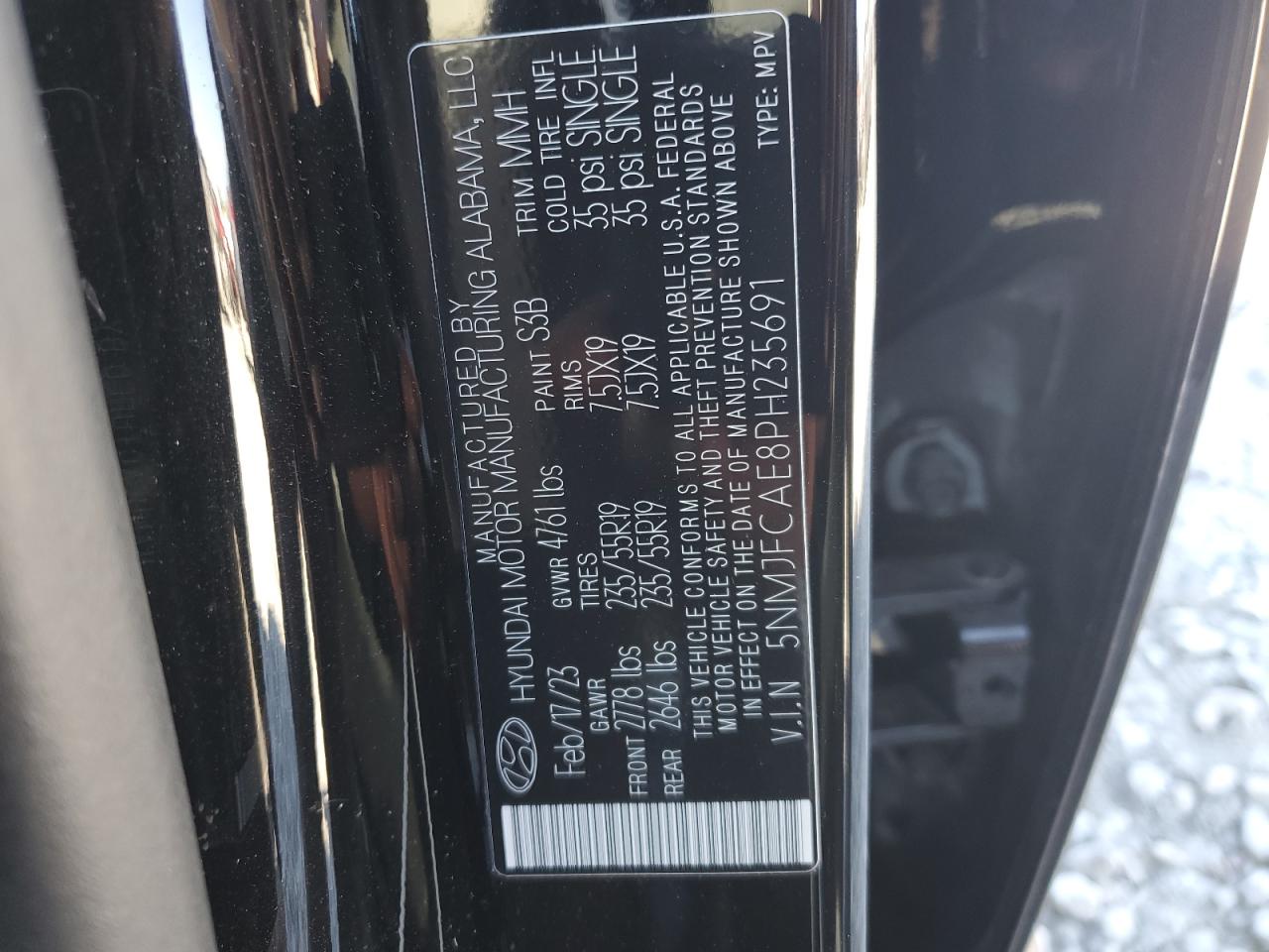 2023 HYUNDAI TUCSON SEL VIN:5NMJFCAE8PH235691