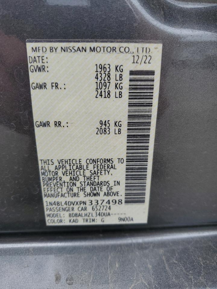 2023 NISSAN ALTIMA SV VIN:1N4BL4DVXPN337498