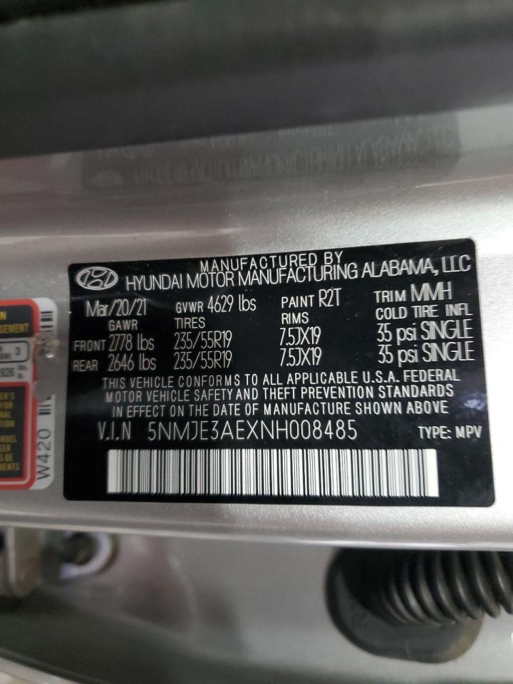 2022 HYUNDAI TUCSON LIMITED VIN:5NMJE3AEXNH008485