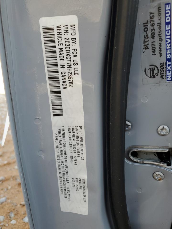 2022 DODGE CHARGER R/T VIN:2C3CDXCT7NH235762