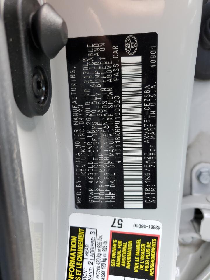 2023 TOYOTA CAMRY SE NIGHT SHADE VIN:4T1G11BK6PU100523