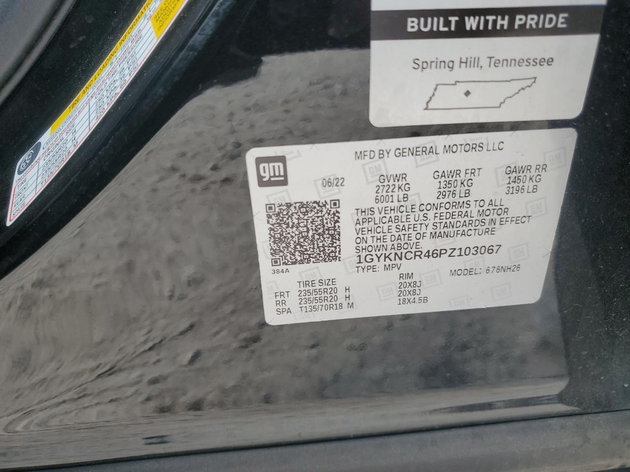 2023 CADILLAC XT5 PREMIUM LUXURY VIN:1GYKNCR46PZ103067