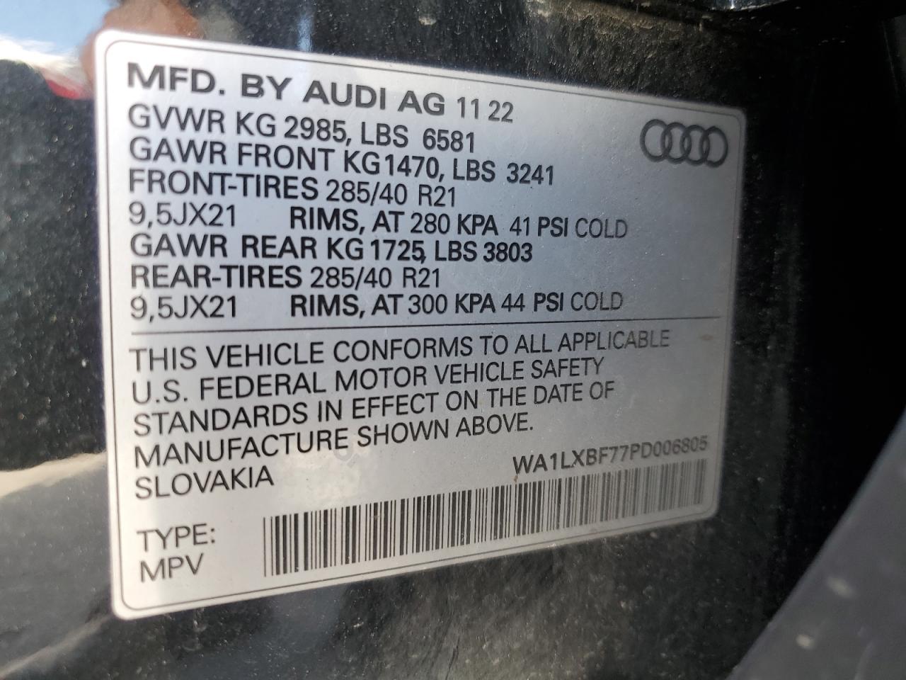 2023 AUDI Q7 PREMIUM PLUS VIN:WA1LXBF77PD006805