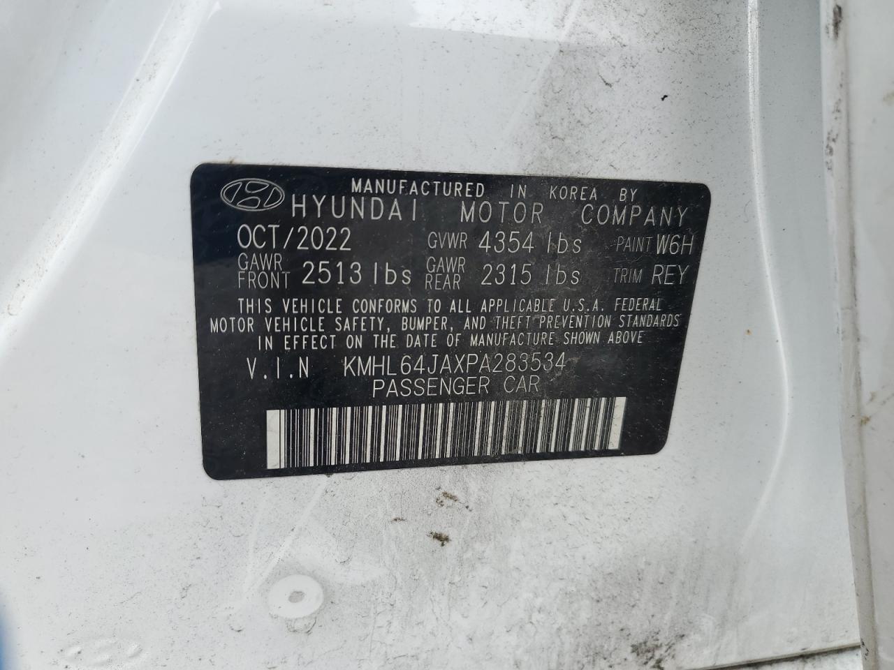 2023 HYUNDAI SONATA SEL VIN:KMHL64JAXPA283534