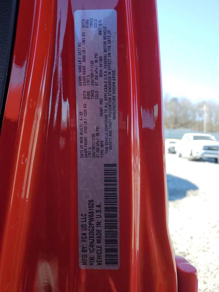 2023 JEEP WRANGLER SPORT VIN:1C4HJXDG2PW681026