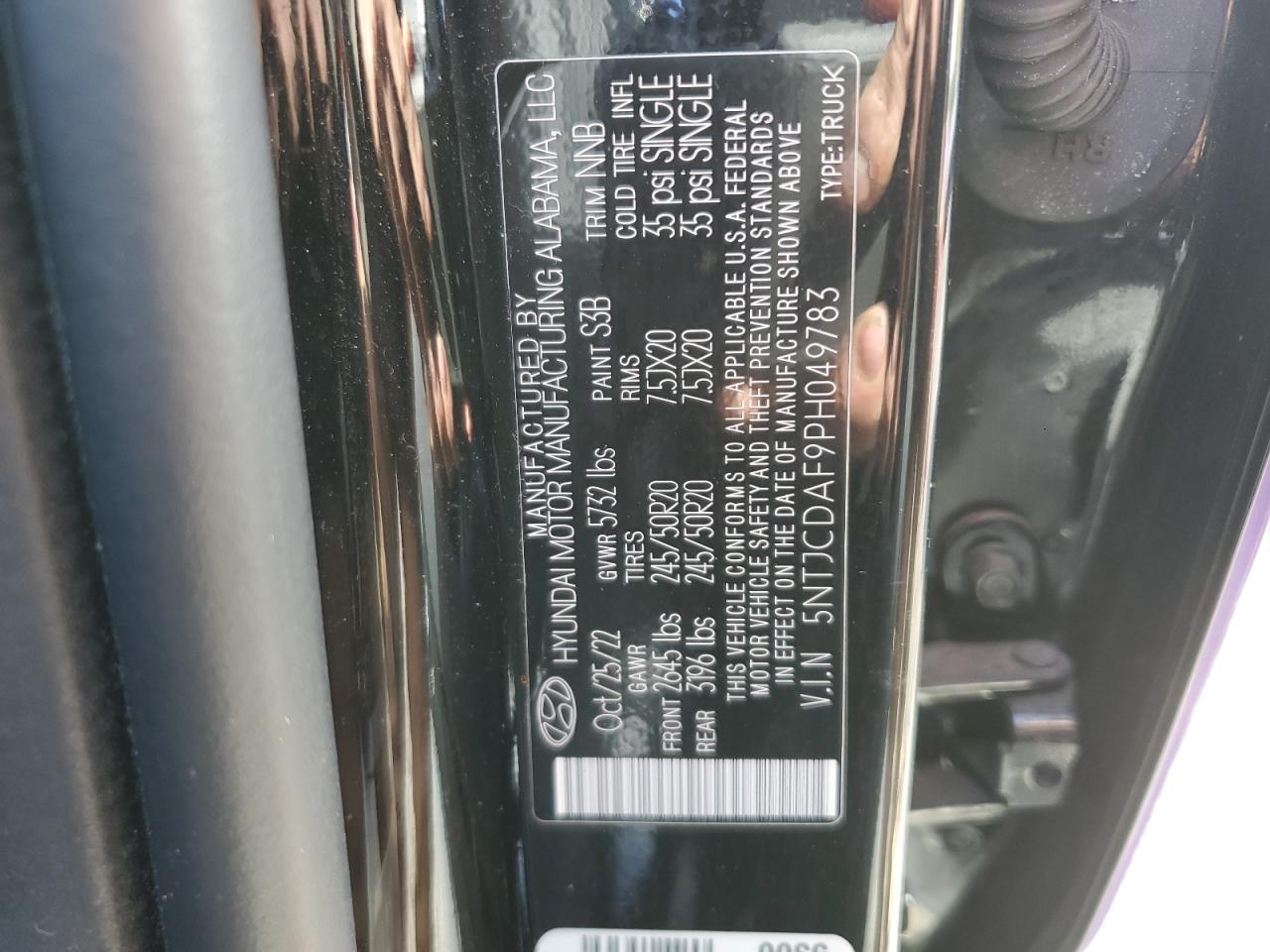 2023 HYUNDAI SANTA CRUZ NIGHT VIN:5NTJCDAF9PH049783