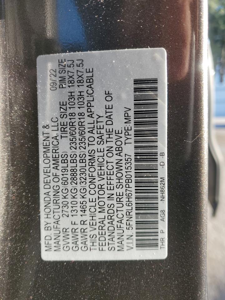 2023 HONDA ODYSSEY EXL VIN:5FNRL6H67PB015357
