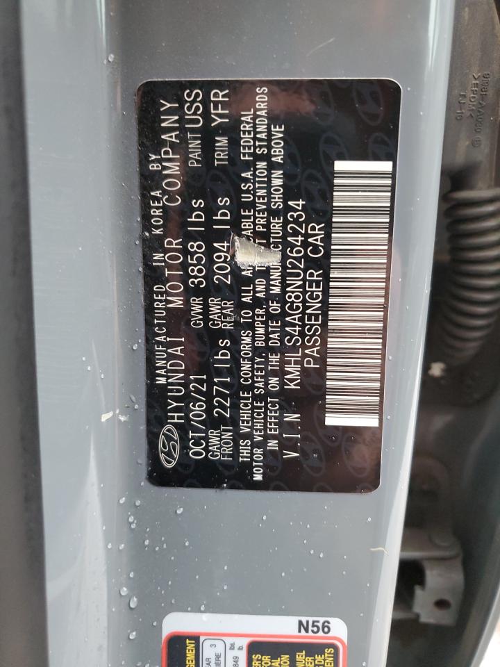 2022 HYUNDAI ELANTRA SEL VIN:KMHLS4AG8NU264234