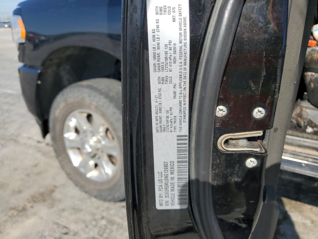 2022 RAM 2500 BIG HORN/LONE STAR VIN:3C6UR5ML6NG124907