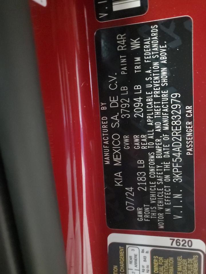 2024 KIA FORTE GT LINE VIN:3KPF54AD2RE832979