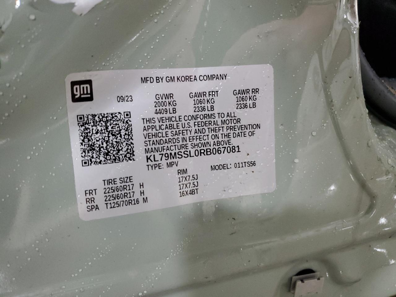 2024 CHEVROLET TRAILBLAZER ACTIV VIN:KL79MSSL0RB067081