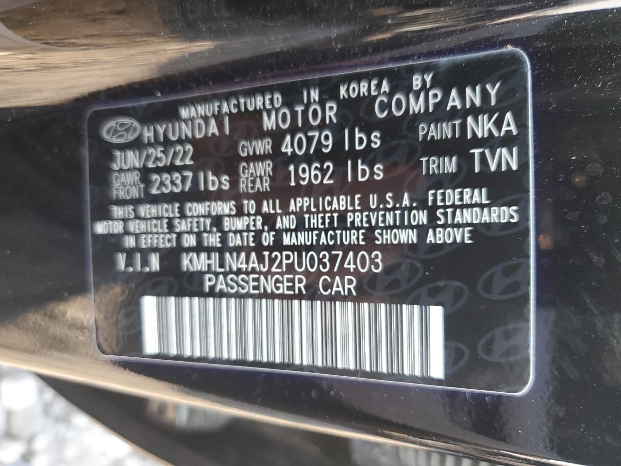 2023 HYUNDAI ELANTRA LIMITED VIN:KMHLN4AJ2PU037403