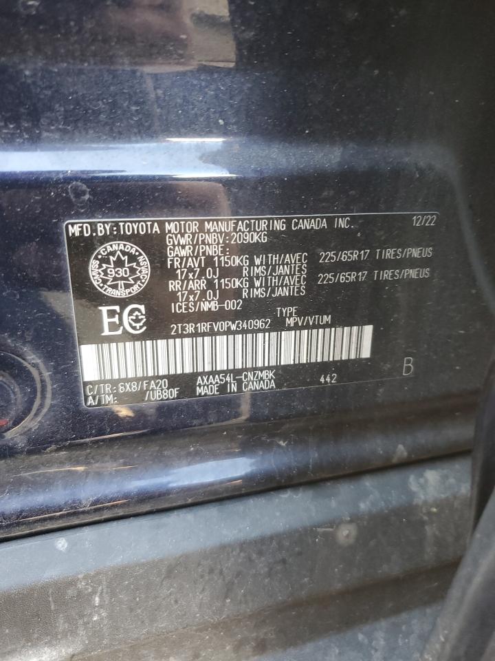 2023 TOYOTA RAV4 XLE VIN:2T3R1RFV0PW340962