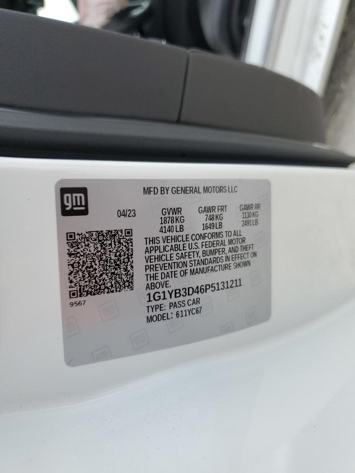 2023 CHEVROLET CORVETTE STINGRAY 2LT VIN:1G1YB3D46P5131211