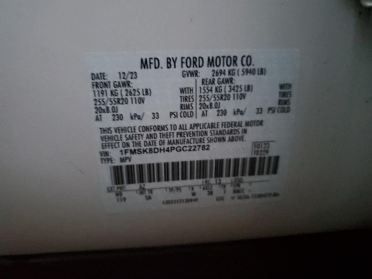 2023 FORD EXPLORER XLT VIN:1FMSK8DH4PGC22782