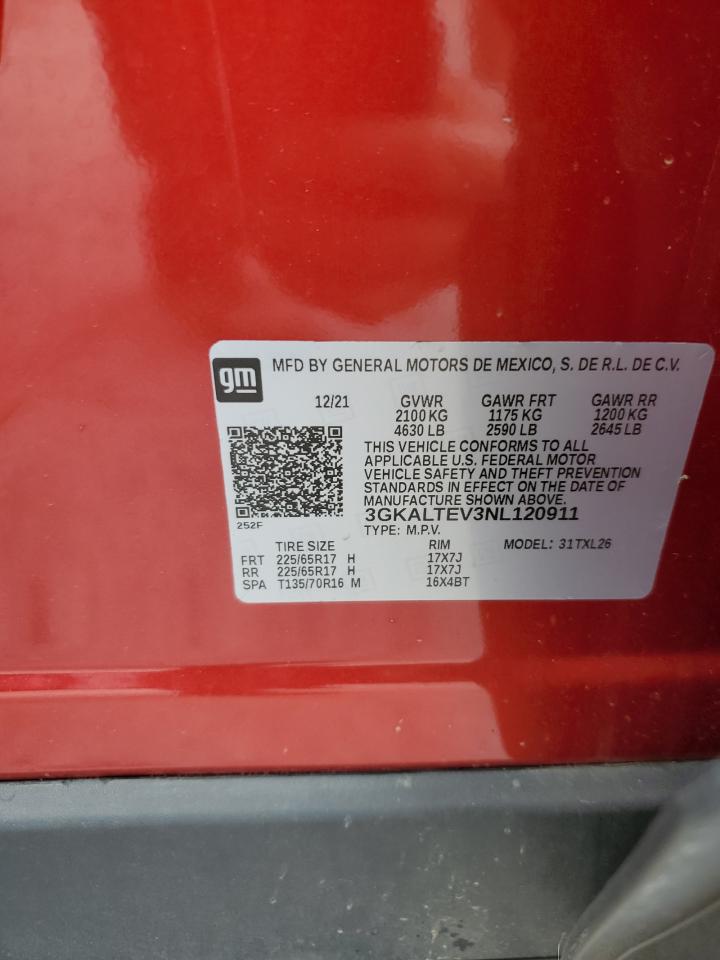 2022 GMC TERRAIN SLE VIN:3GKALTEV3NL120911