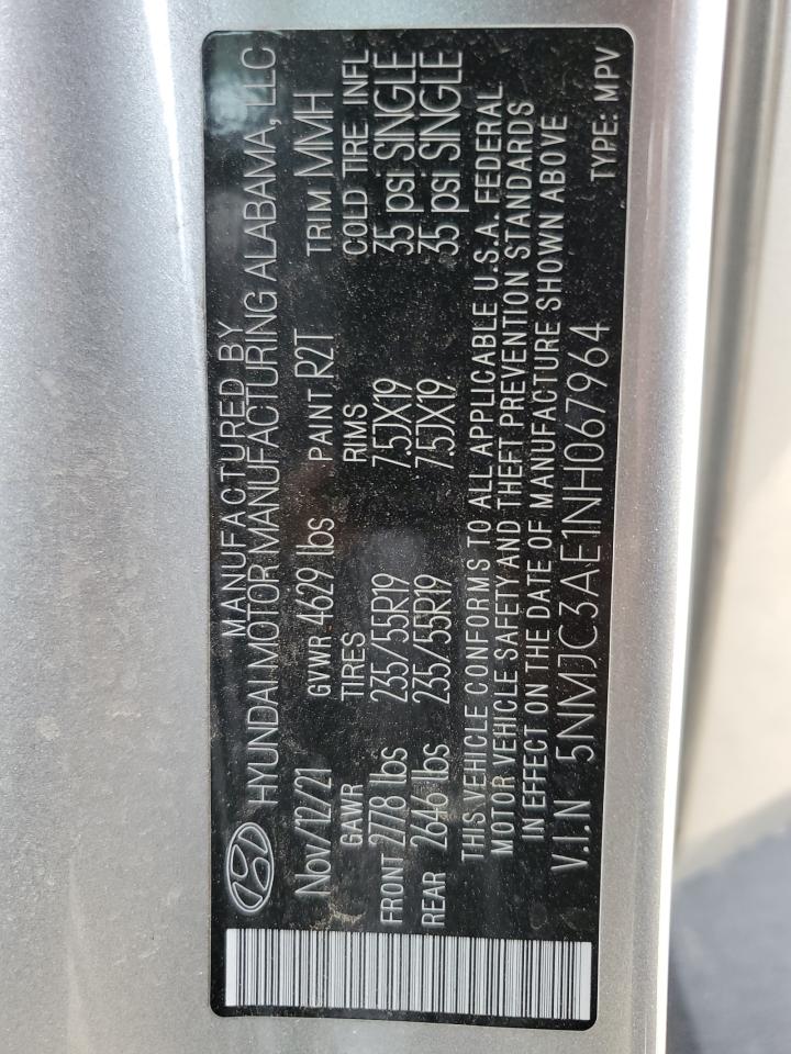 2022 HYUNDAI TUCSON SEL VIN:5NMJC3AE1NH067964