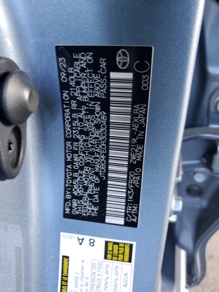 2024 TOYOTA COROLLA LE VIN:JTDBCMFE0R3030489