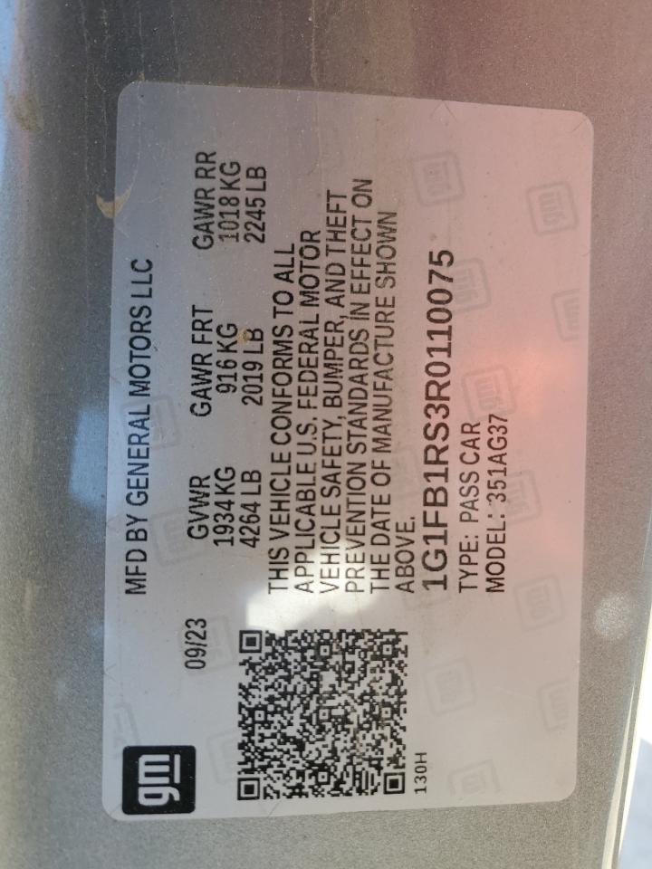 2024 CHEVROLET CAMARO LS VIN:1G1FB1RS3R0110075