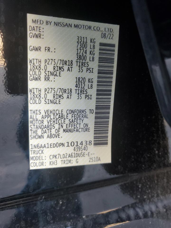 2023 NISSAN TITAN SV VIN:1N6AA1ED0PN101438