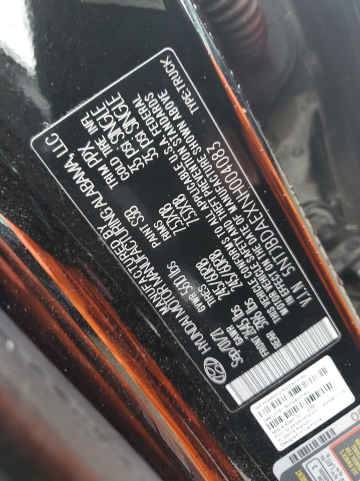 2022 HYUNDAI SANTA CRUZ SEL VIN:5NTJBDAEXNH004083