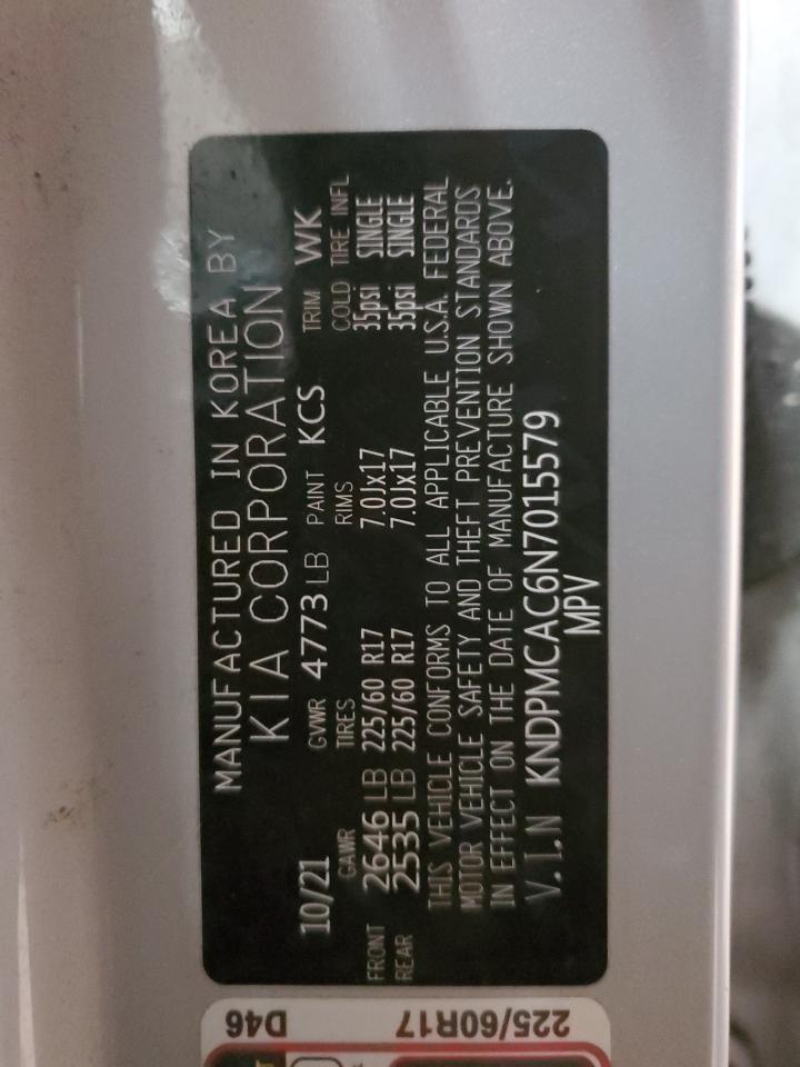 2022 KIA SPORTAGE LX VIN:KNDPMCAC6N7015579