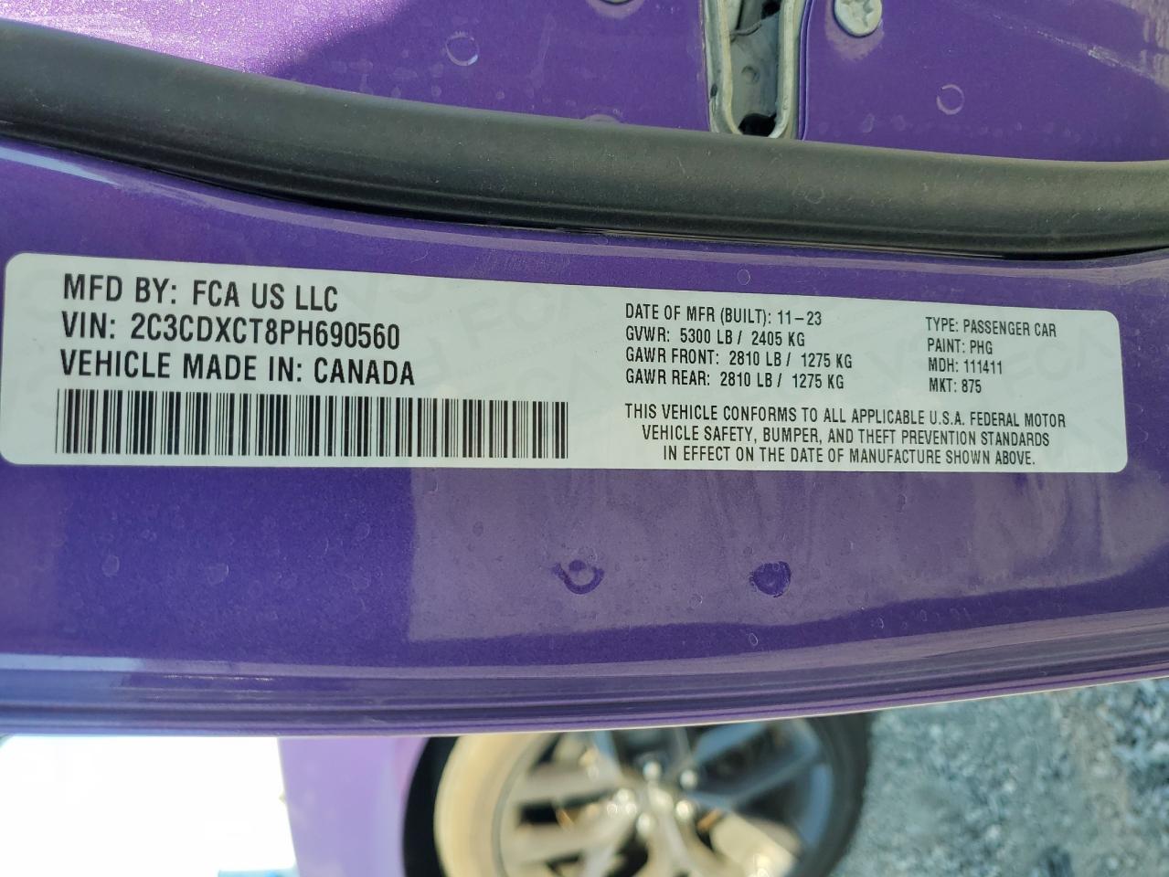 2023 DODGE CHARGER R/T VIN:2C3CDXCT8PH690560