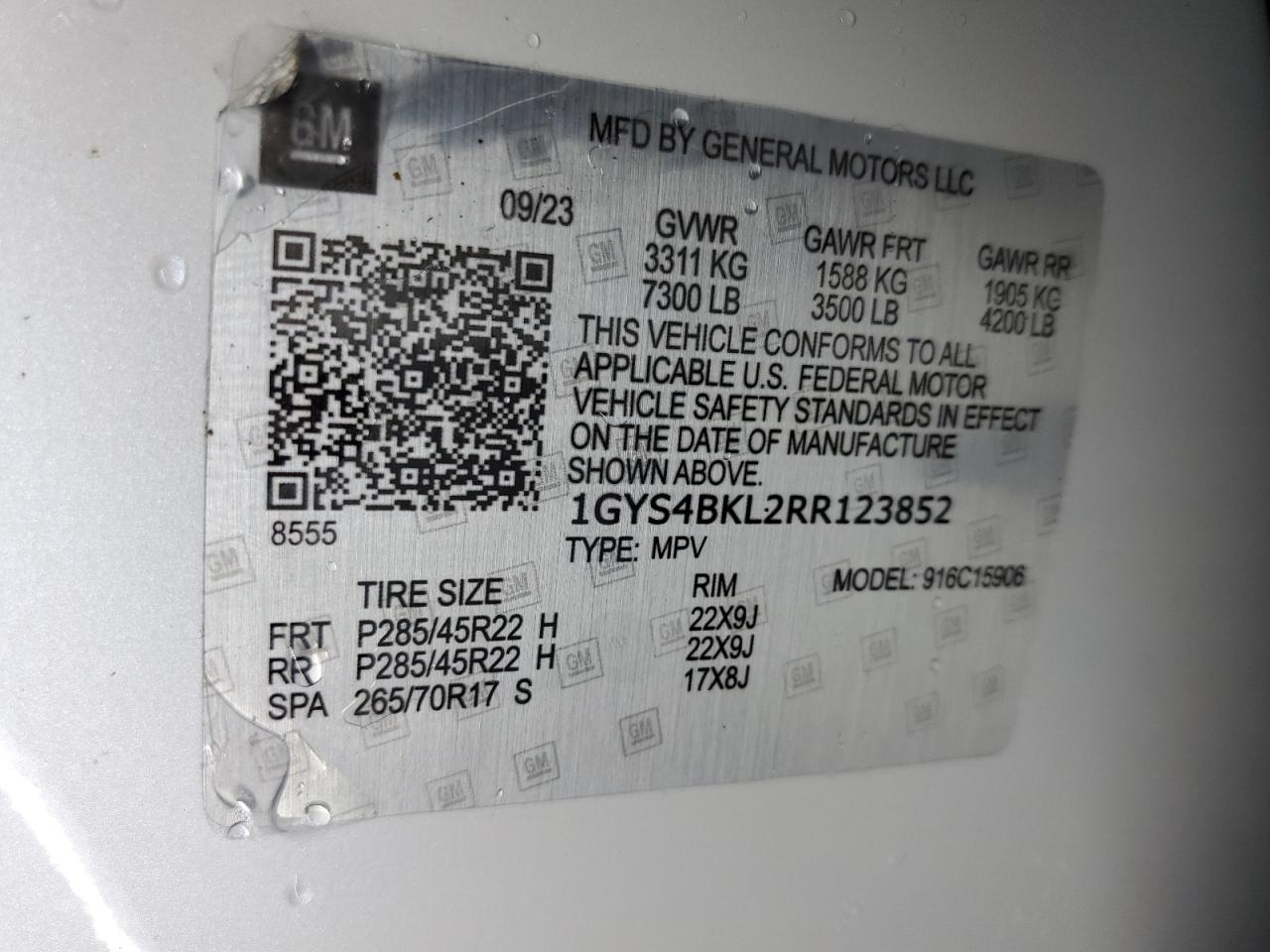 2024 CADILLAC ESCALADE PREMIUM LUXURY VIN:1GYS4BKLXRR123226