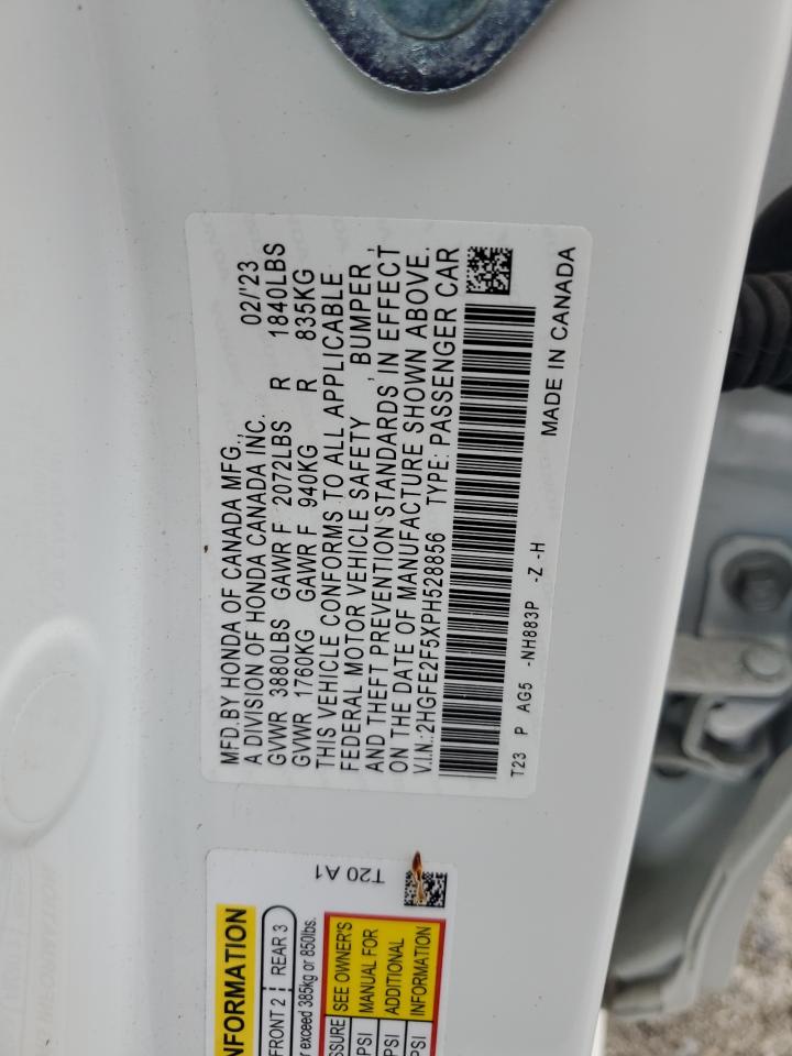 2023 HONDA CIVIC SPORT VIN:2HGFE2F5XPH528856