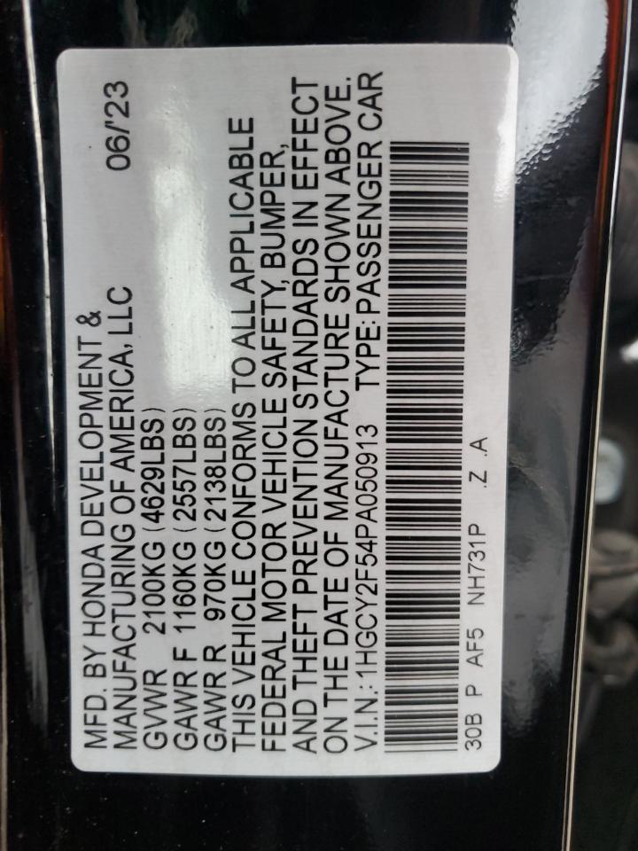2023 HONDA ACCORD HYBRID SPORT VIN:1HGCY2F54PA050913