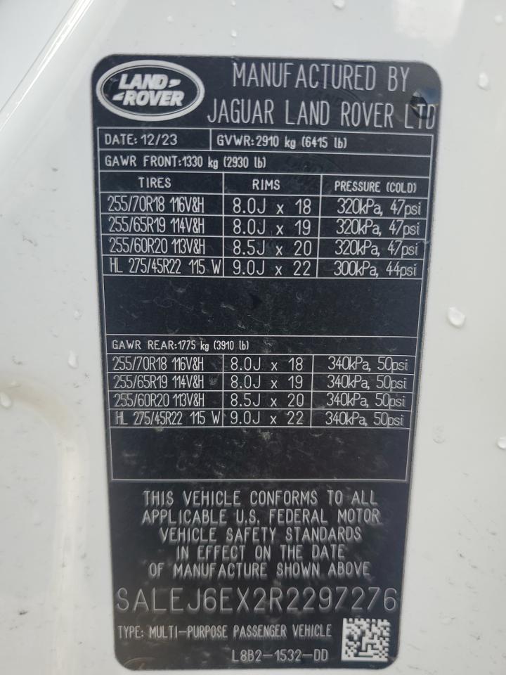 2024 LAND ROVER DEFENDER 90 S VIN:SALEJ6EX2R2297276