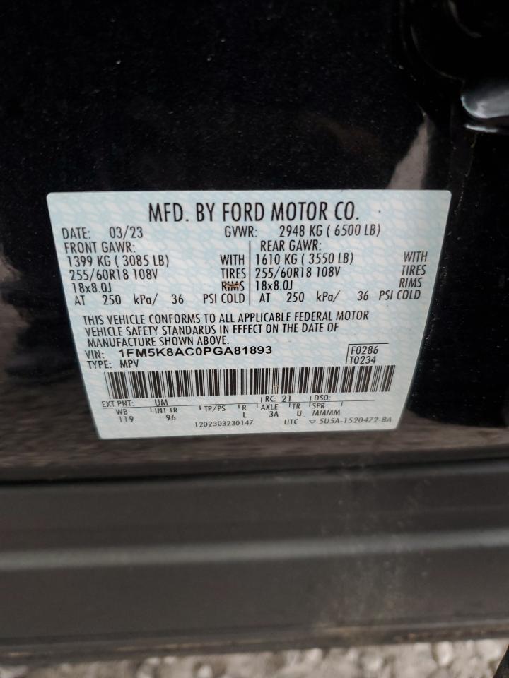 2023 FORD EXPLORER POLICE INTERCEPTOR VIN:1FM5K8AC0PGA81893