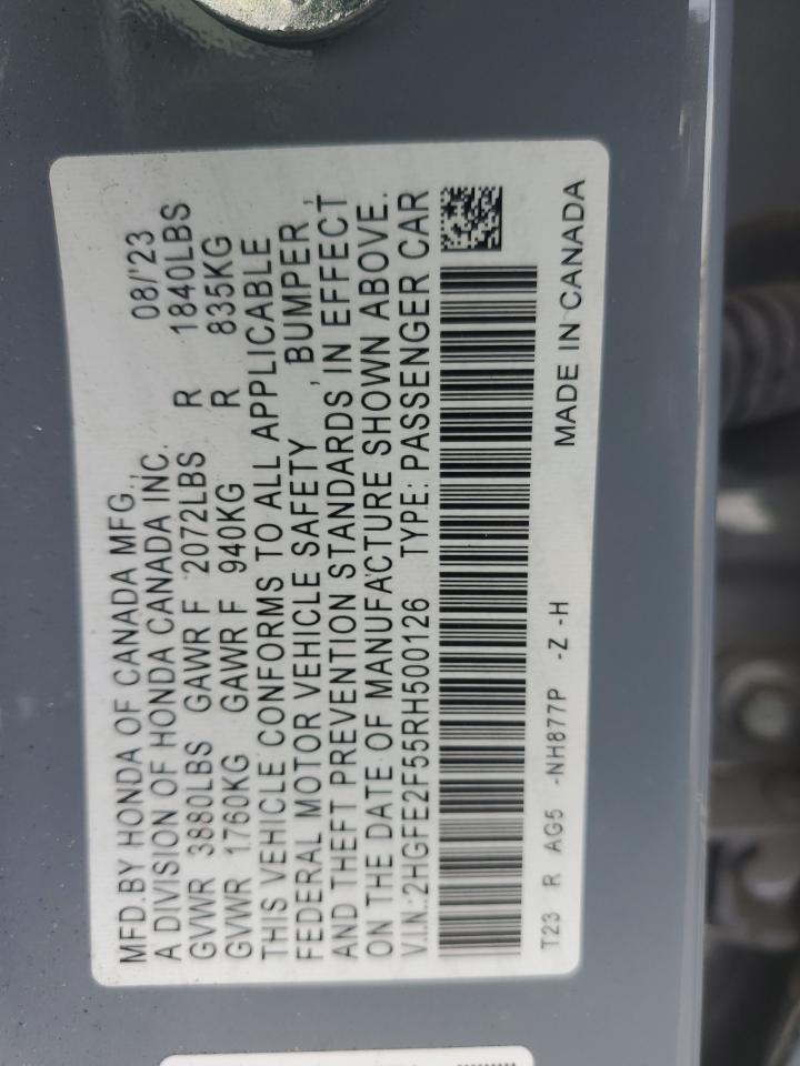 2024 HONDA CIVIC SPORT VIN:2HGFE2F55RH500126