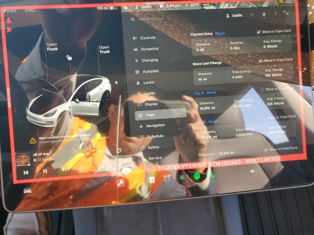 2023 TESLA MODEL 3  VIN:5YJ3E1EA1PF516157