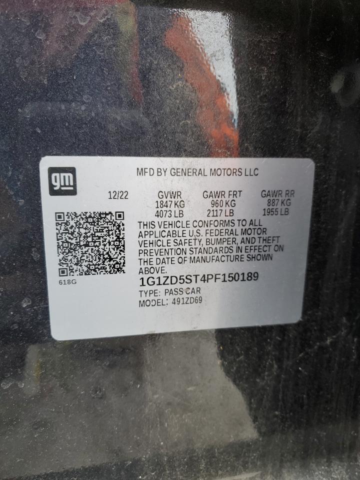 2023 CHEVROLET MALIBU LT VIN:1G1ZD5ST4PF150189