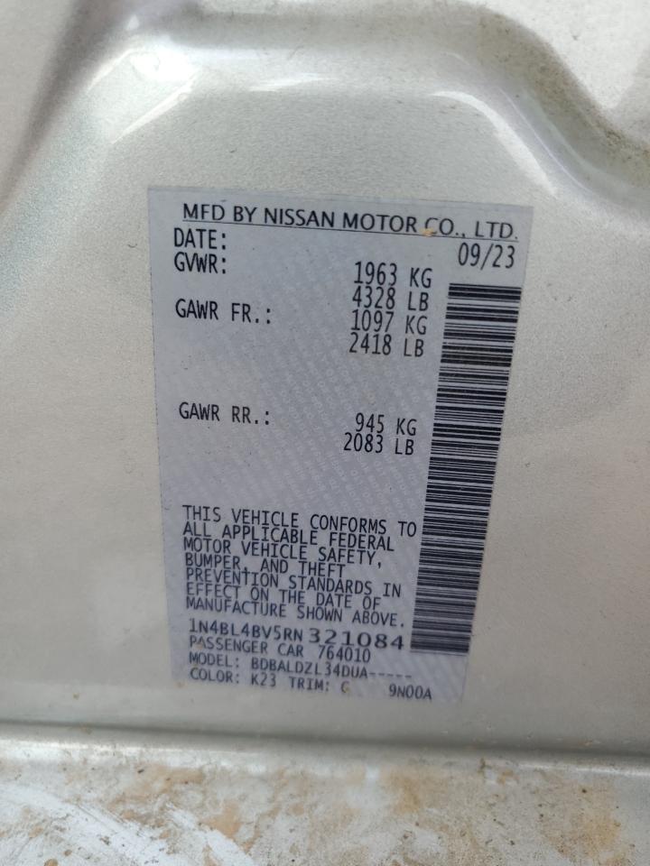 2024 NISSAN ALTIMA S VIN:1N4BL4BV5RN321084