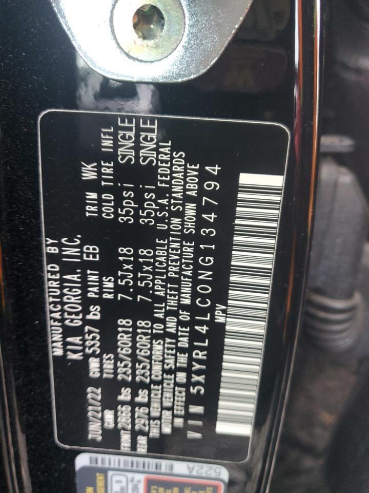 2022 KIA SORENTO S VIN:5XYRL4LC0NG134794