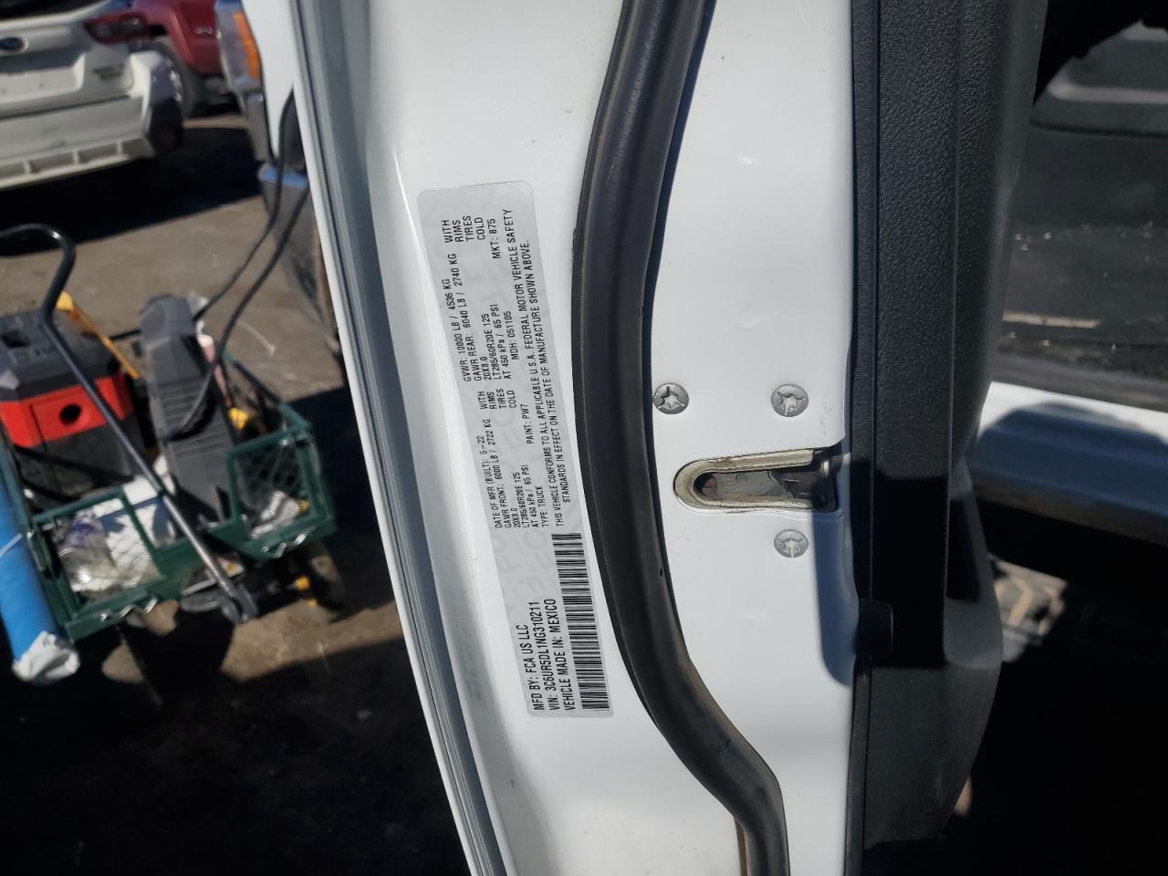 2022 RAM 2500 BIG HORN/LONE STAR VIN:3C6UR5DL1NG310211