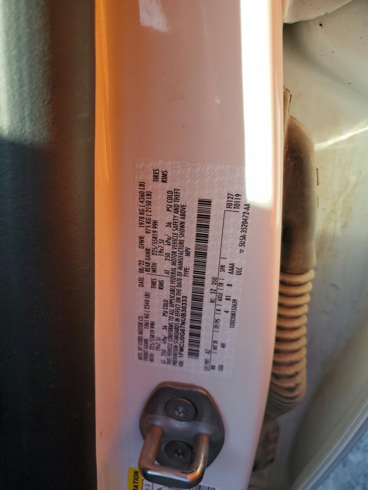 2022 FORD ESCAPE SE VIN:1FMCU0G67NUB30333